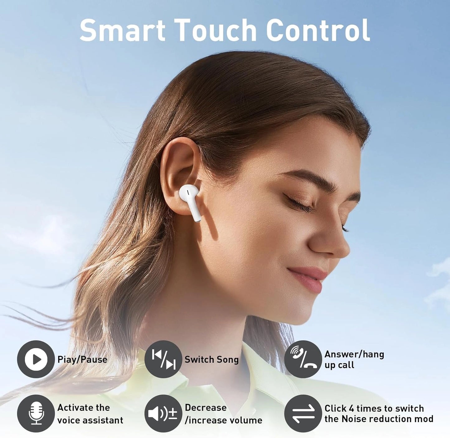 Wireless Earbuds With LED Screen - Touch Control - VD-BT018