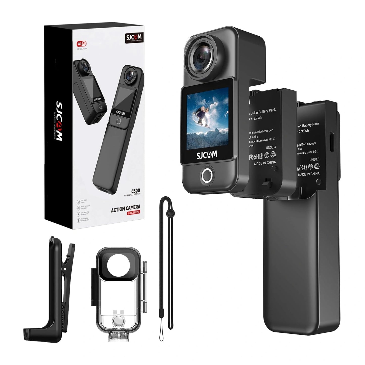 SJCAM C300 Action Camera – 4K Ultra HD, Waterproof 98ft, Long Battery Life, & Stabilization system