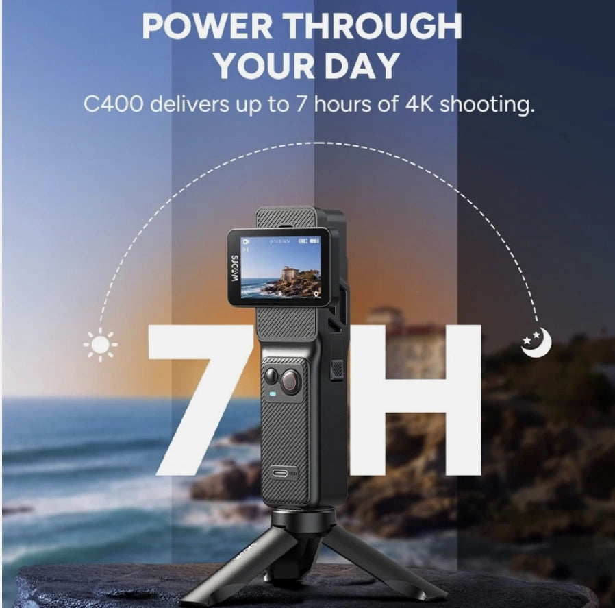 SJCAM C400 Action Camera – 3-in-1 Detachable Handheld Design, 4K Ultra HD, 6-Axis Gyro Stabilization, Rotatable Screen, 7H+ Battery Lif
