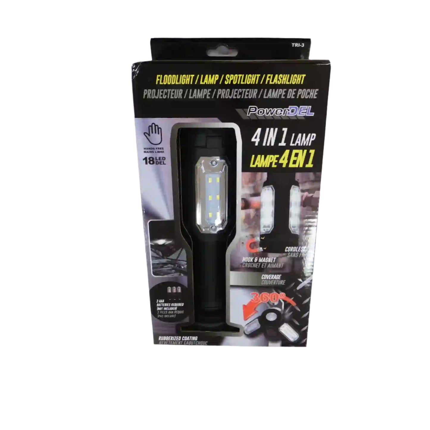 PowerDel 4-in-1 lamp with 18 LEDs, spotlight, spotlight and flashlight - 360 degree coverage