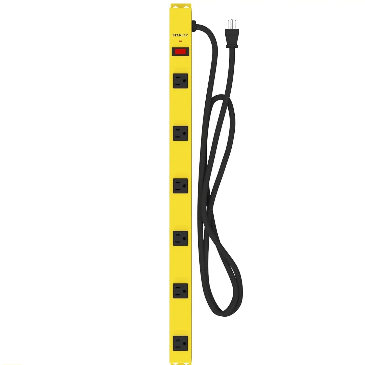 STANLEY Heavy-Duty 6-Outlet Power Strip – Illuminated On/Off Switch – Workshop/Garage Use