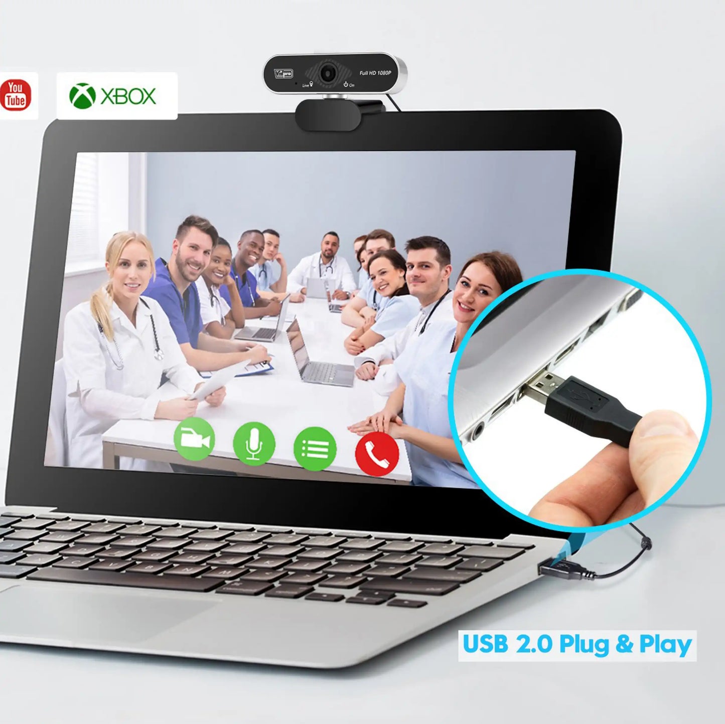 Vidpro Model CM-HD 1080P Full HD Webcam with Built-In Microphone and Mini Tripod