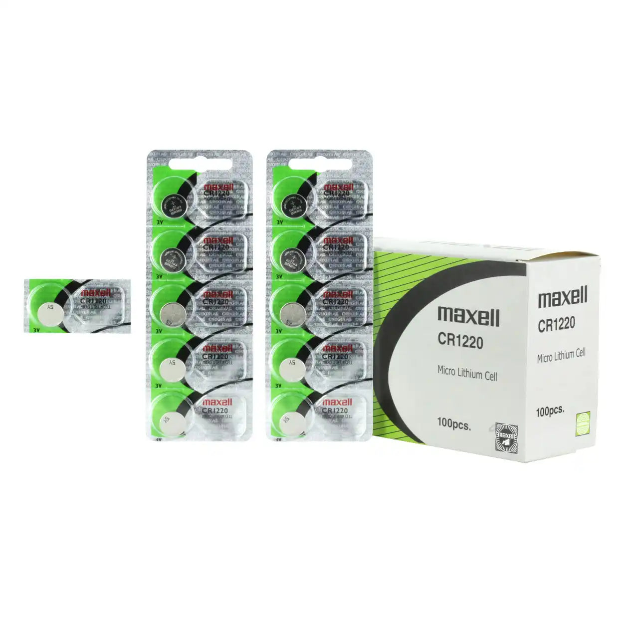Maxell CR-1220 3V Lithium Batteries (5 Button Cells per Card)