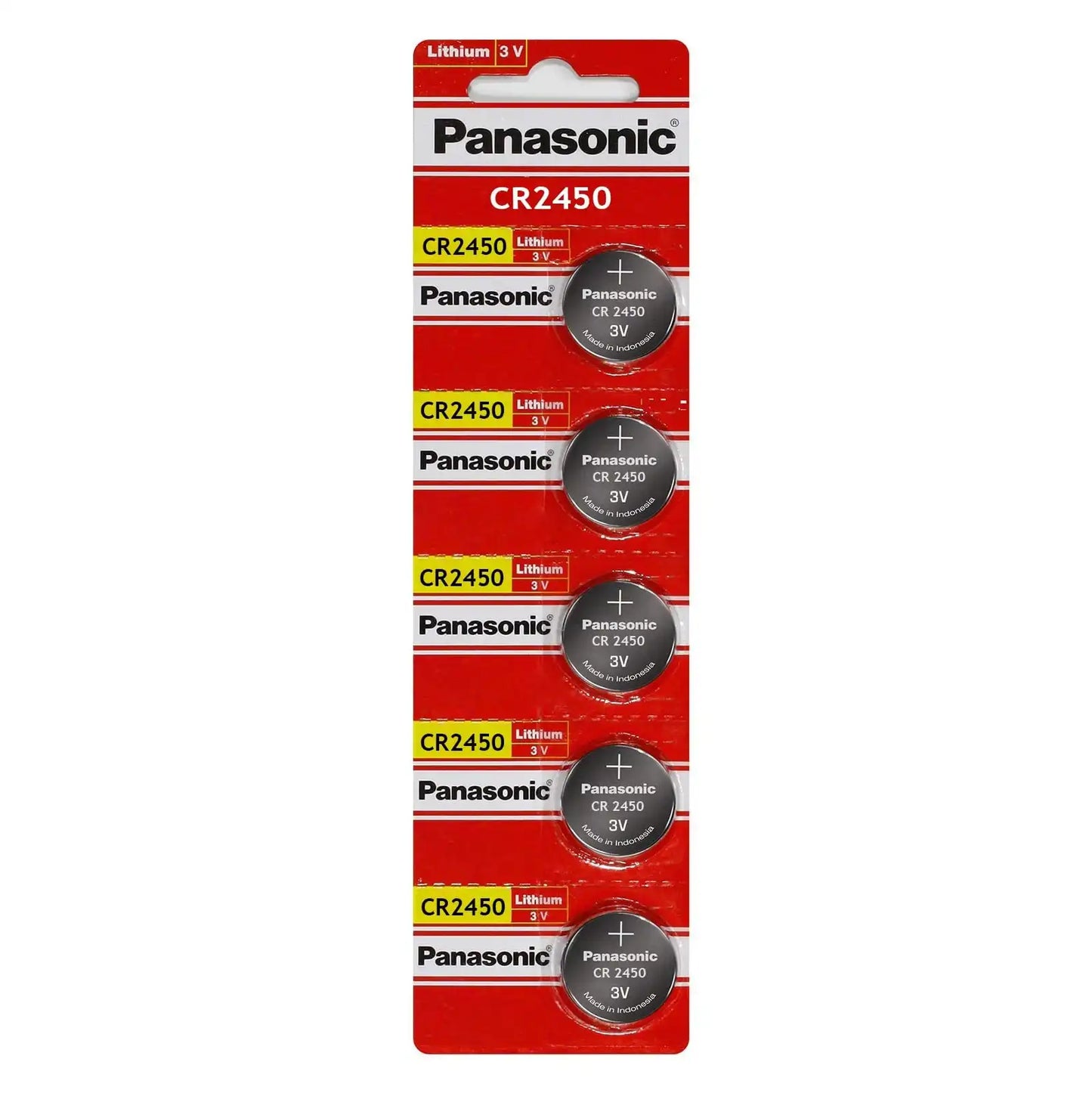 Panasonic CR-2450 3V Lithium Batteries (5 Button Cells per Card) 771051
