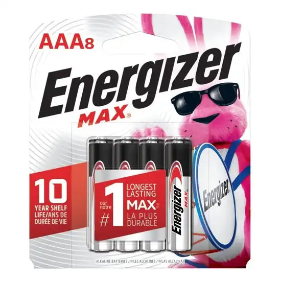 Energizer MAX Alkaline AAA Batteries | Pack of 8 (Model: E92BP-8).