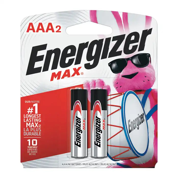 Energizer MAX Alkaline AAA Batteries | Pack of 2 (Model: E92BP-2).
