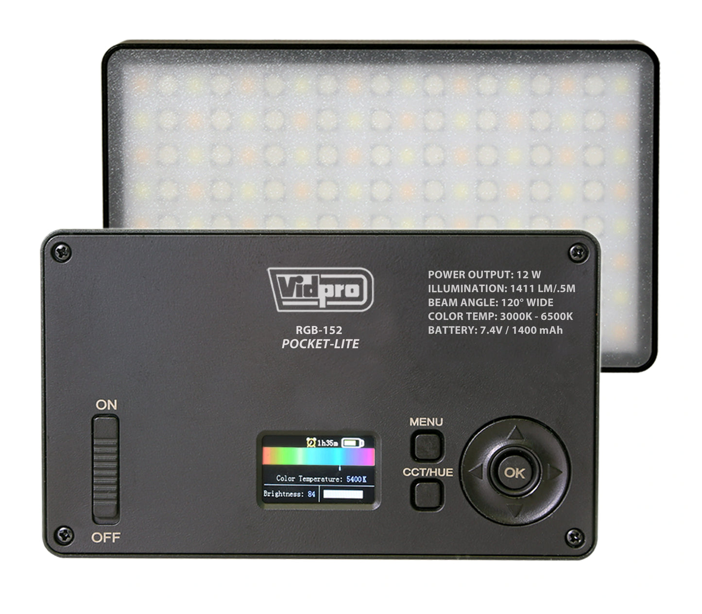 Vidpro RGB-152 Professional Photo and Video RGB Color LED Pocket Light