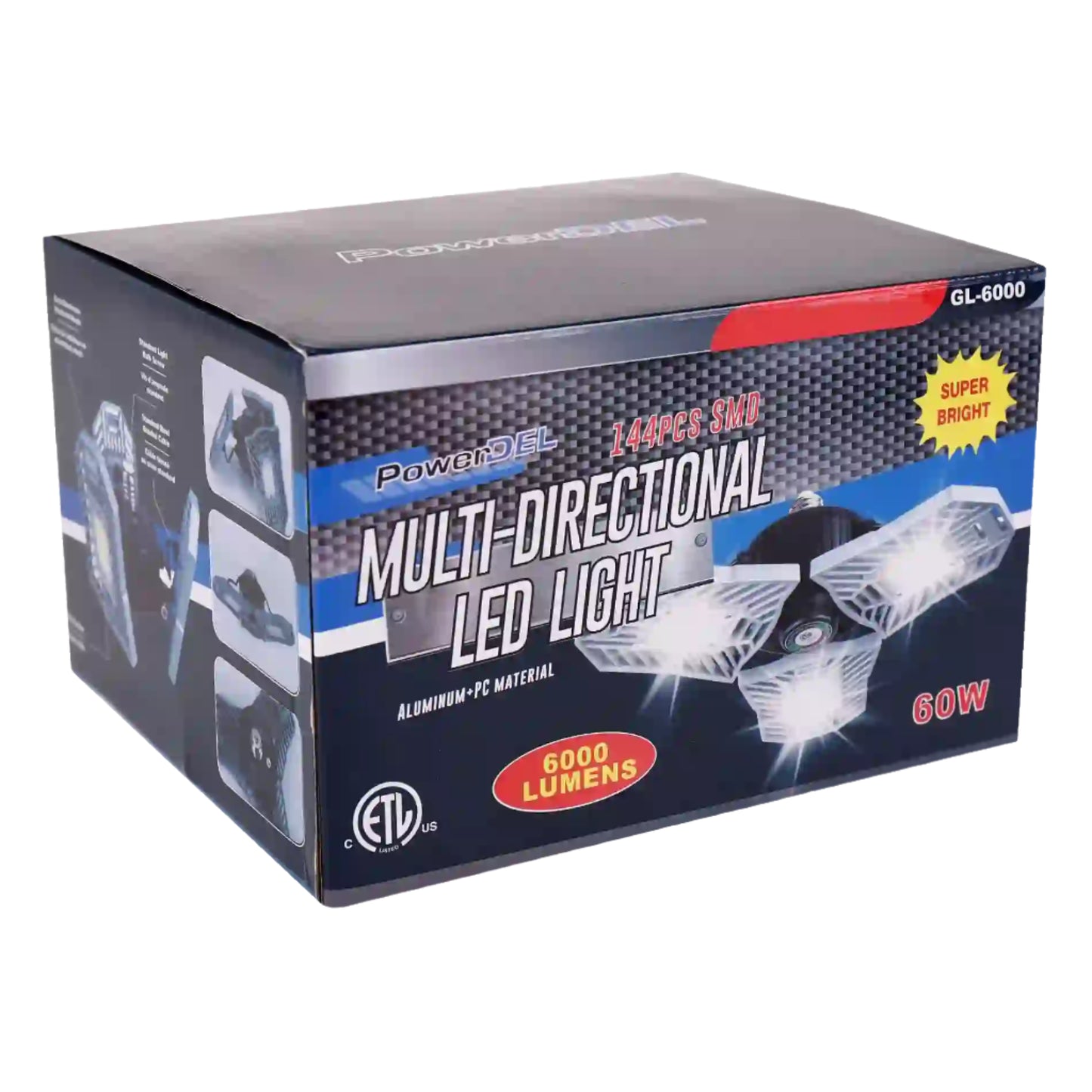 PowerDel LED Light With Three Adjustable Heads 6000 Lumens