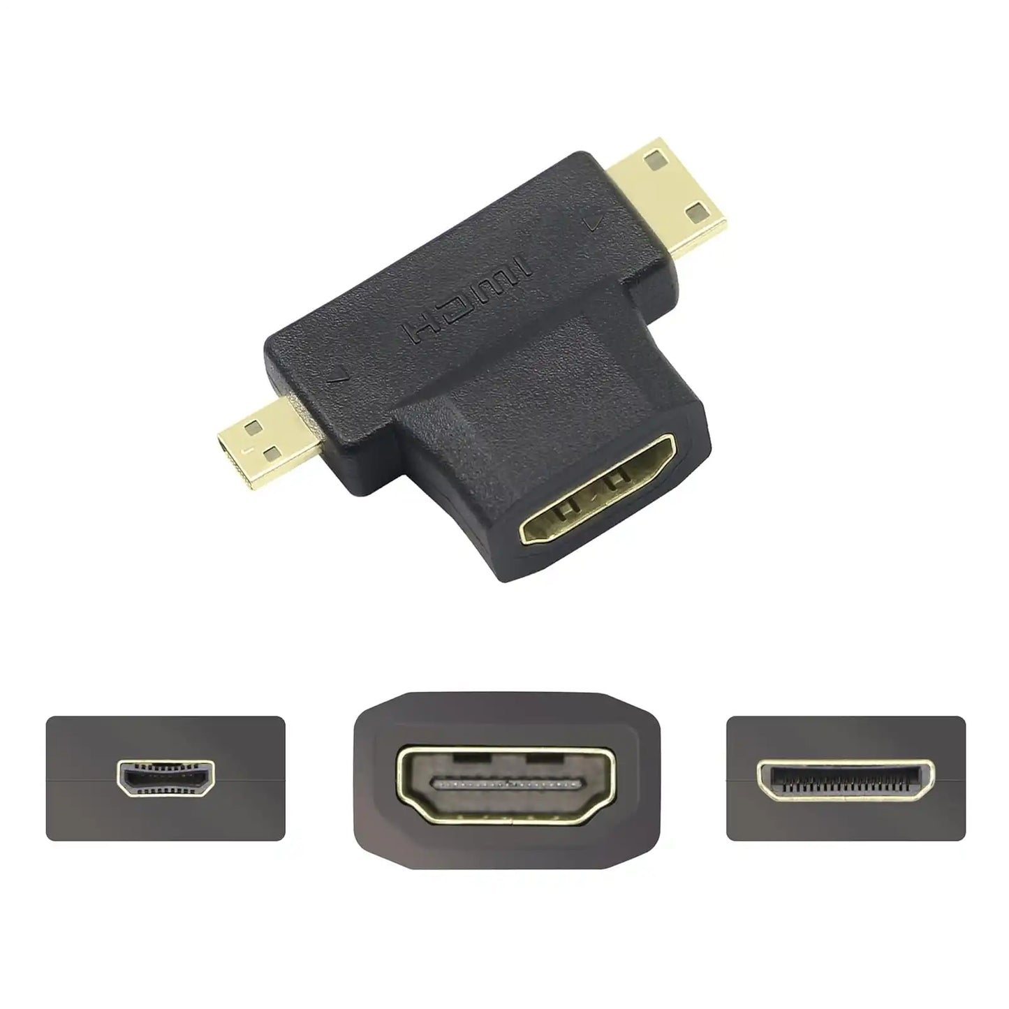 Onten Adaptateur Mini HDMI Mâle + Micro HDMI Mâle vers HDMI Femelle - HD708