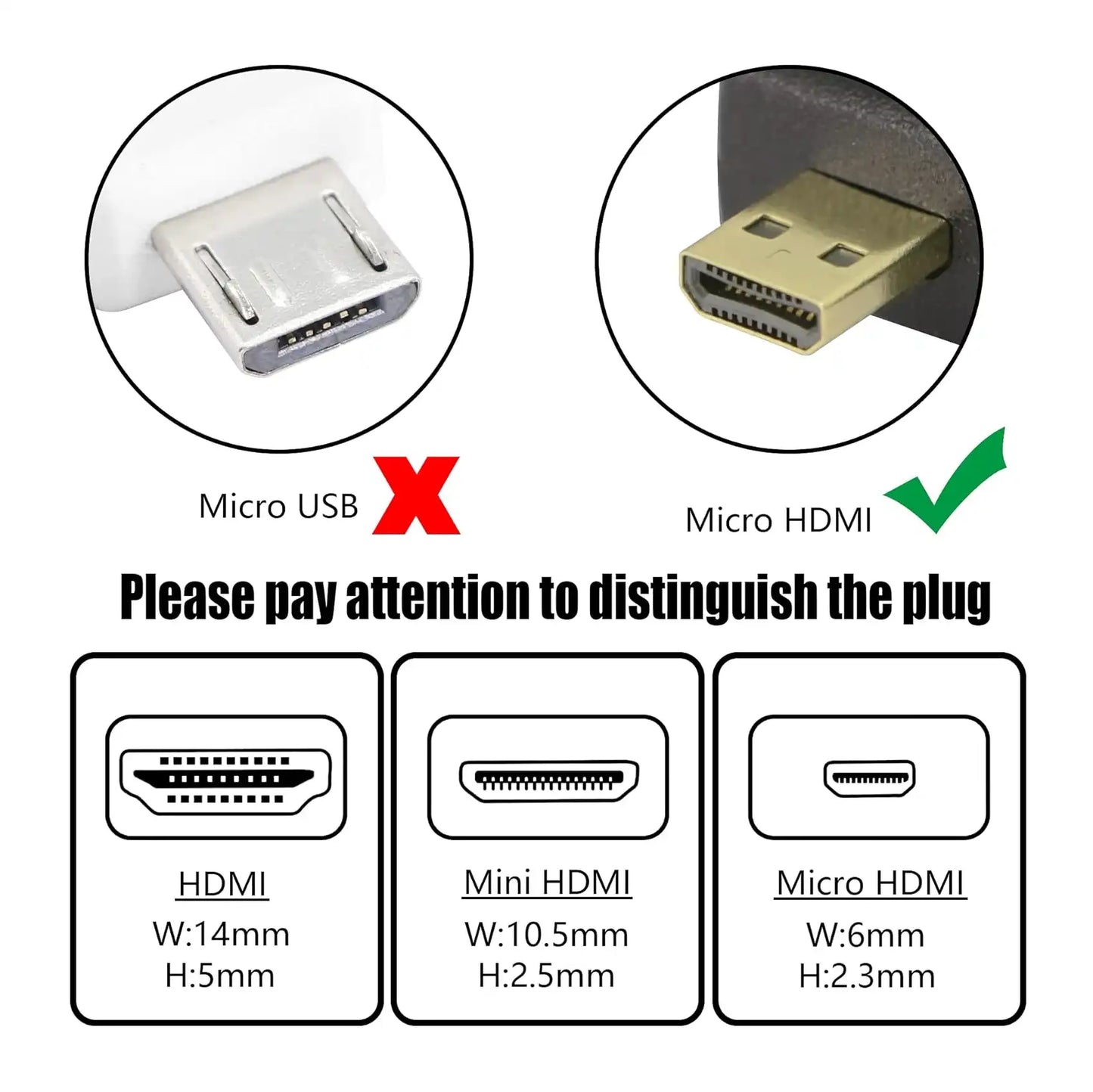 Onten Adaptateur Mini HDMI Mâle + Micro HDMI Mâle vers HDMI Femelle - HD708