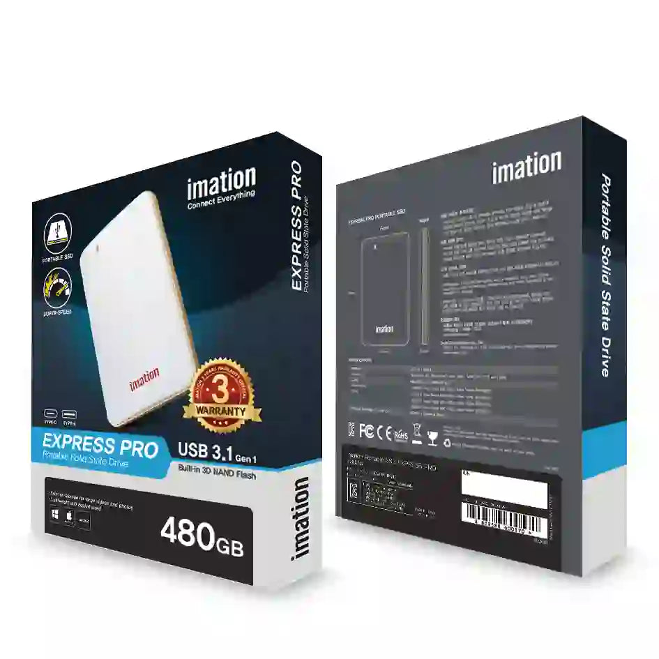 Imation SSD Express Pro 480 GB, Portable External Hard Drive, USB 3.1, USB-C, 400-350 MB / S