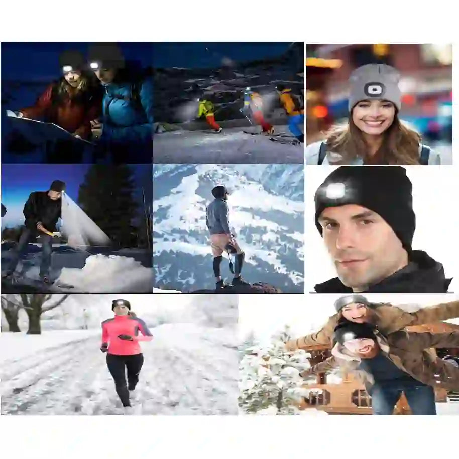 Led Headlamp Hat/Tuque Ultra Bright 4 Led – 120 lumens – Color Gray
