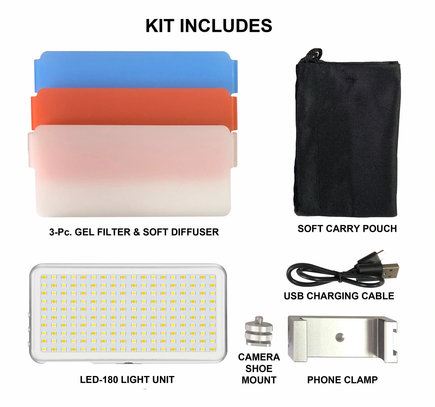 Vidpro LED-180 Micro Series Digital LED Photo & Video Light Kit for Cameras and Smart Phones