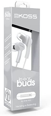 Koss KEB9i Earbuds ( White ) With Microphone 4-foot cord (1.2M) and 3.5mm plug- 190387