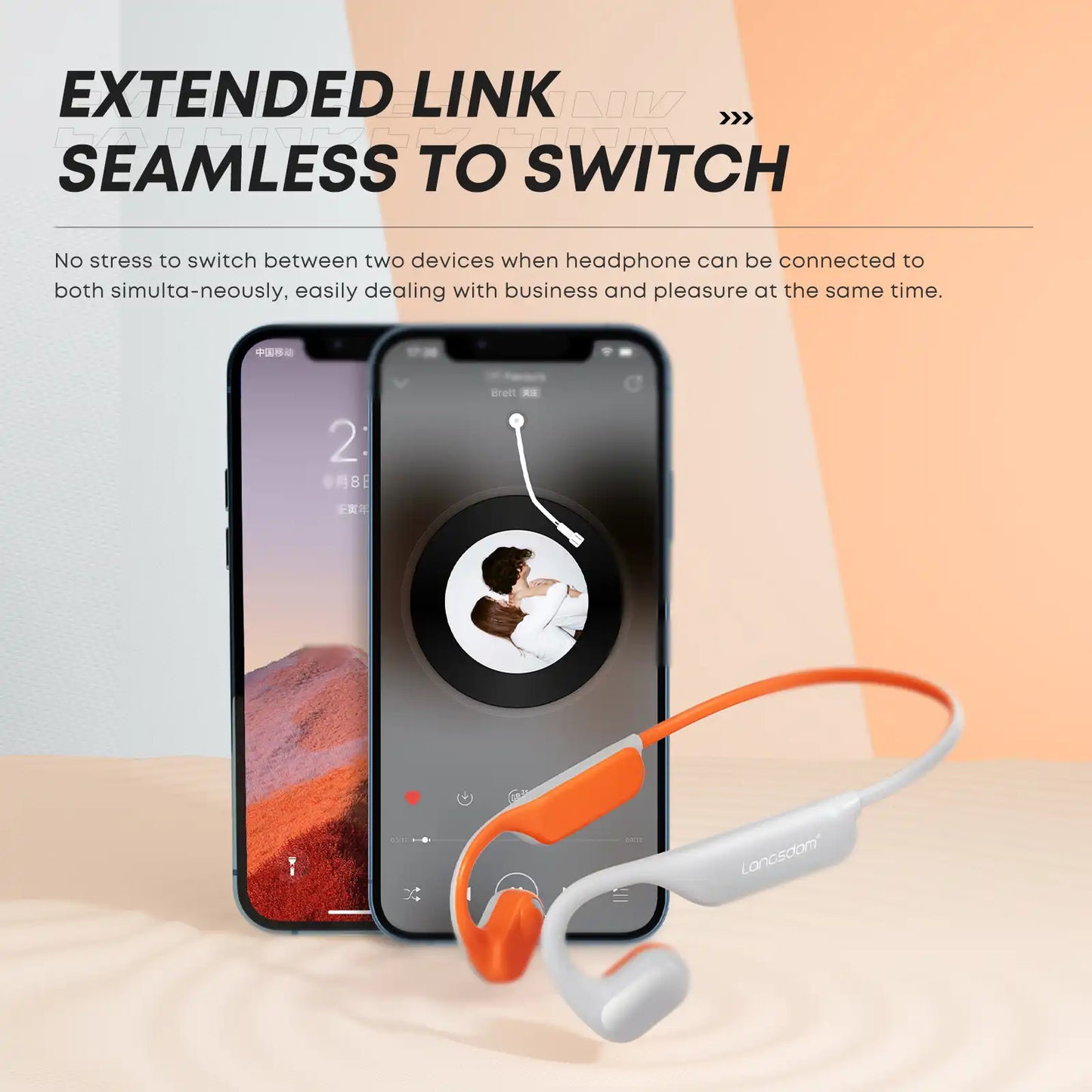 Langsdom Opetec Race 4 Sports Headphones – Directional Sound, Conch Sound Tech, Enhanced Bass, IPX4, 15H Playtime