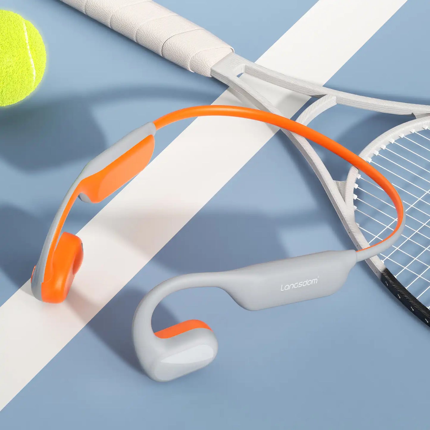 Langsdom Opetec Race 4 Sports Headphones – Directional Sound, Conch Sound Tech, Enhanced Bass, IPX4, 15H Playtime