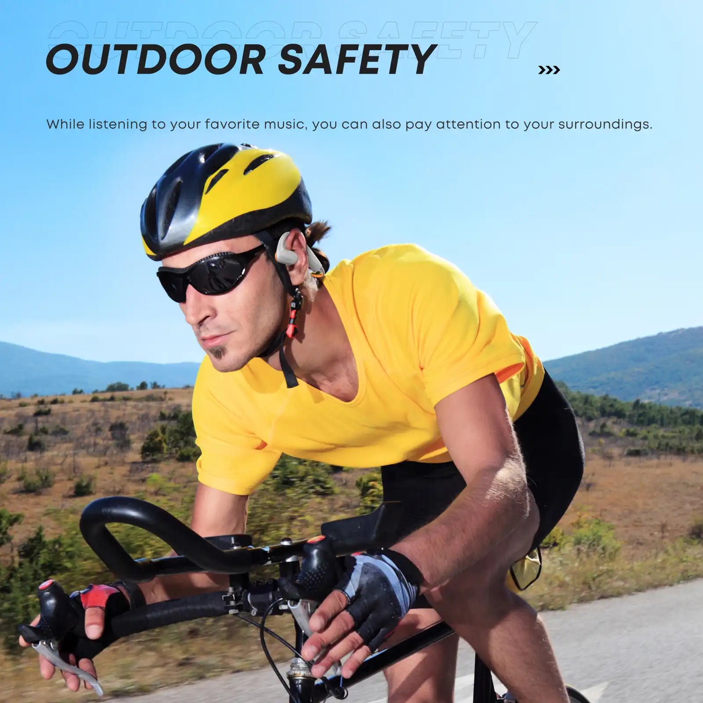 Langsdom Opetec Race 4 Sports Headphones – Directional Sound, Conch Sound Tech, Enhanced Bass, IPX4, 15H Playtime