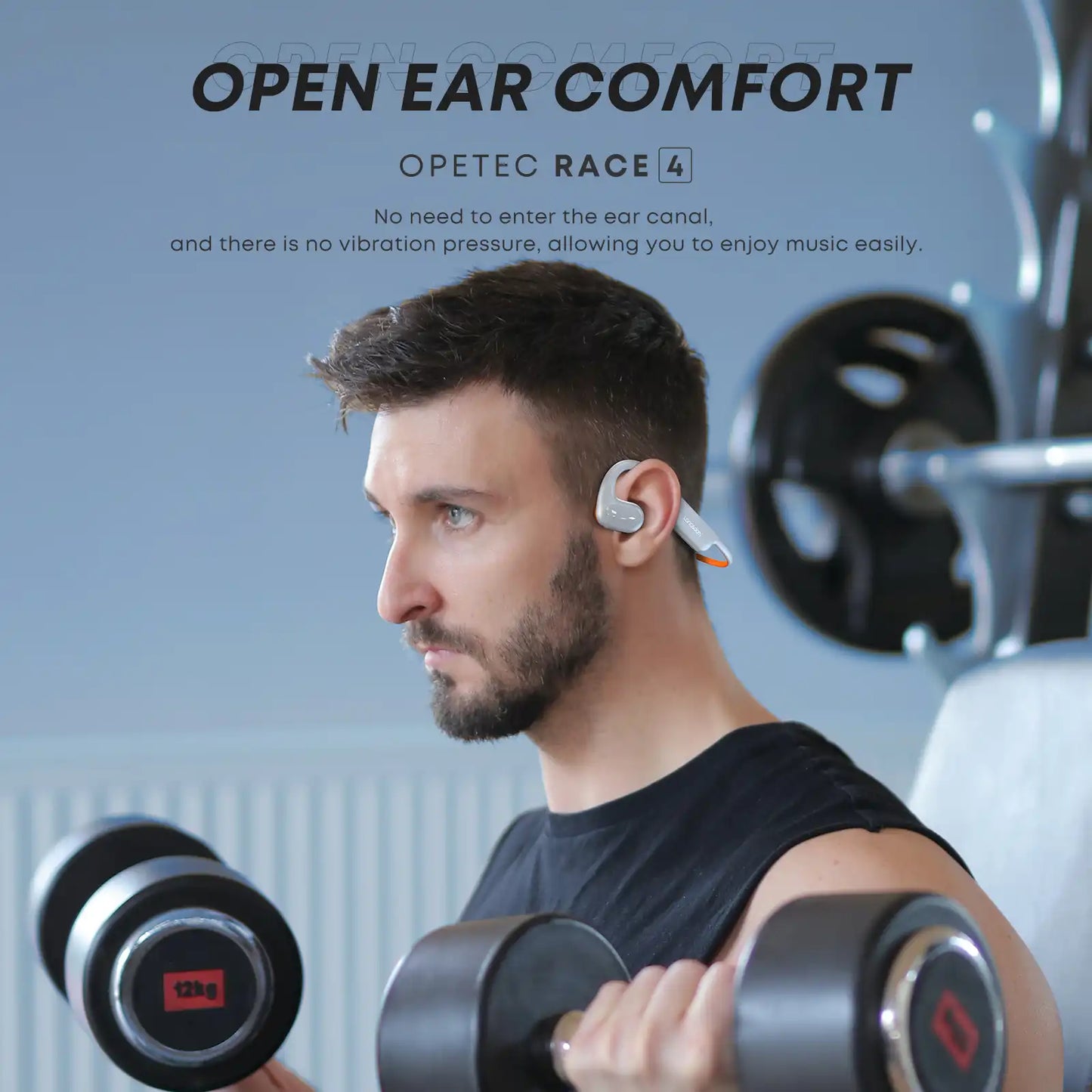 Langsdom Opetec Race 4 Sports Headphones – Directional Sound, Conch Sound Tech, Enhanced Bass, IPX4, 15H Playtime