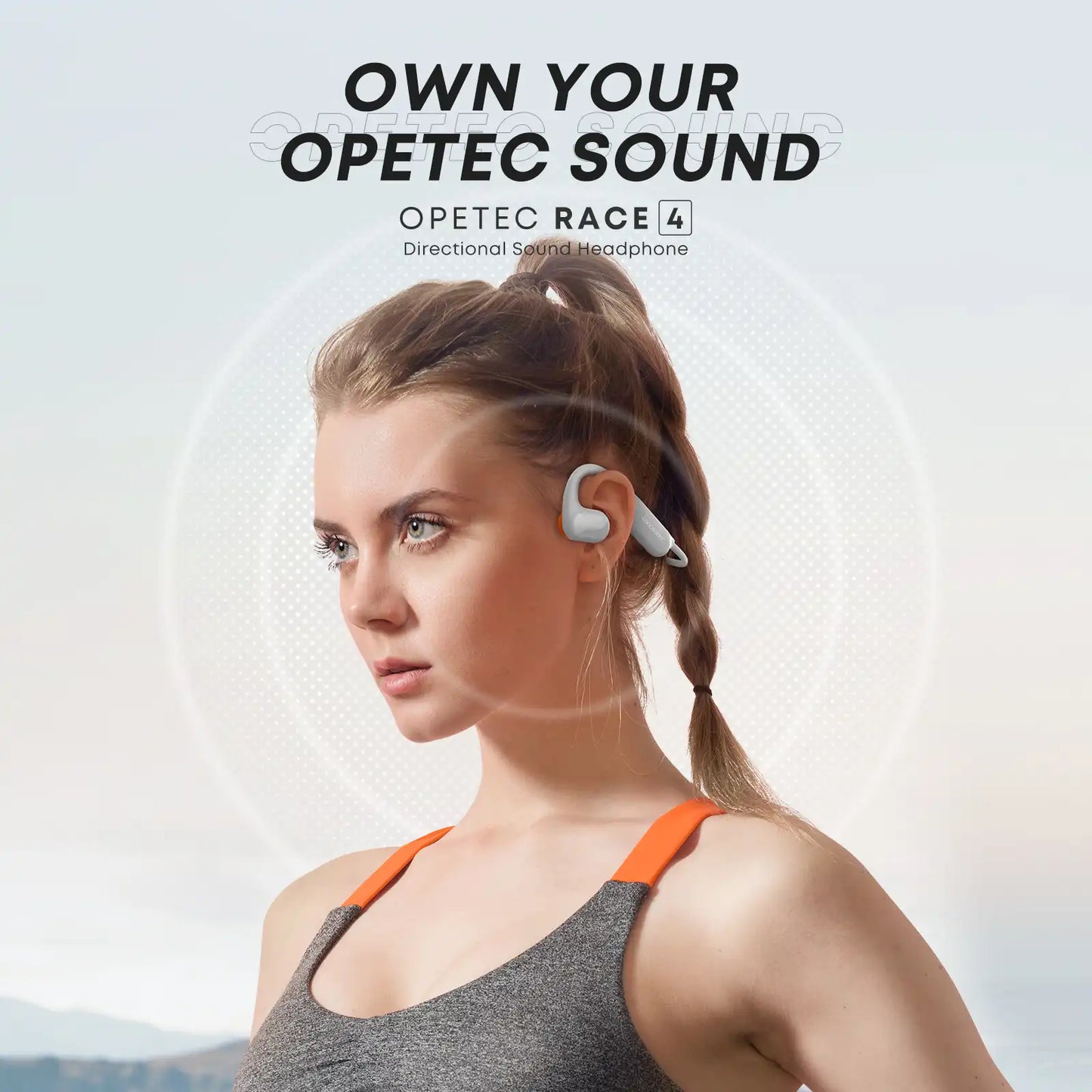 Langsdom Opetec Race 4 Sports Headphones – Directional Sound, Conch Sound Tech, Enhanced Bass, IPX4, 15H Playtime