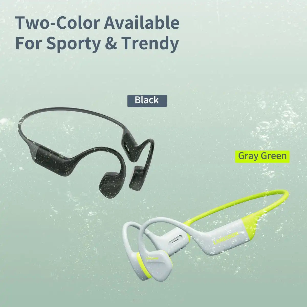 Langsdom Airswim Open-Ear Bone Conduction Headphones – IPX8 Waterproof, 32GB MP3 Storage - BE15-GG