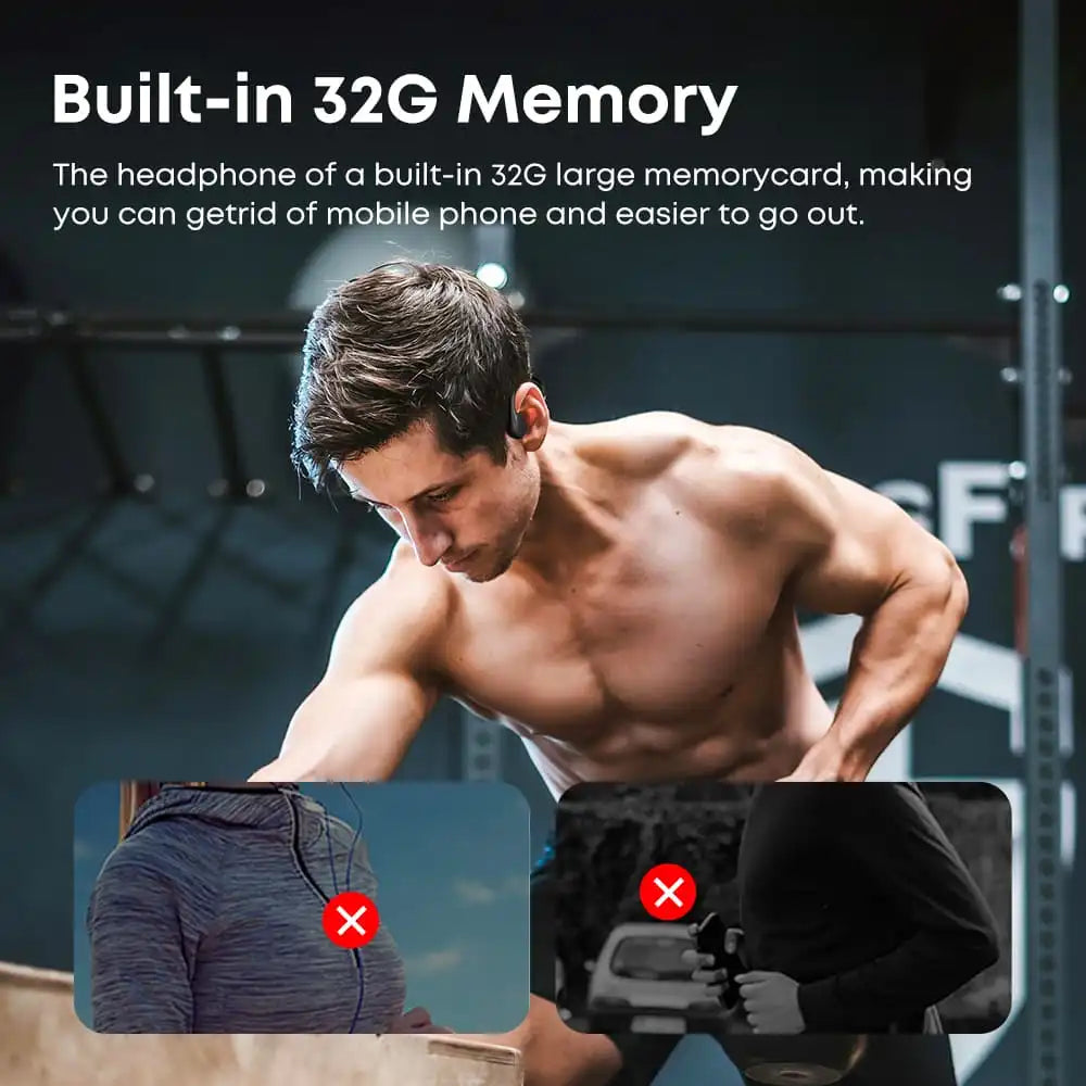 “Langsdom BE17 Open Ear Bone Conduction Headphones – IPX8 Waterproof, 32GB Memory, Bluetooth 5.4, Touch Control