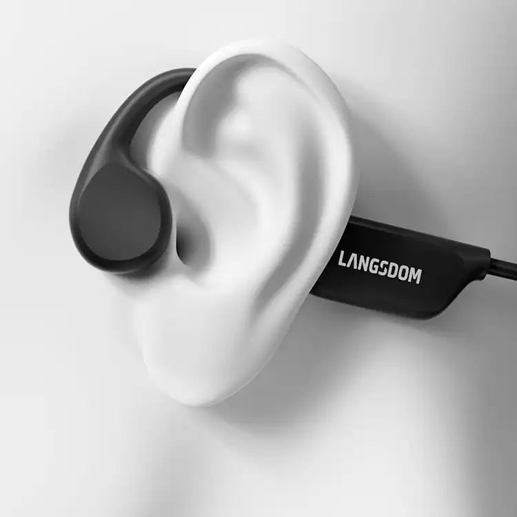 “Langsdom BE17 Open Ear Bone Conduction Headphones – IPX8 Waterproof, 32GB Memory, Bluetooth 5.4, Touch Control