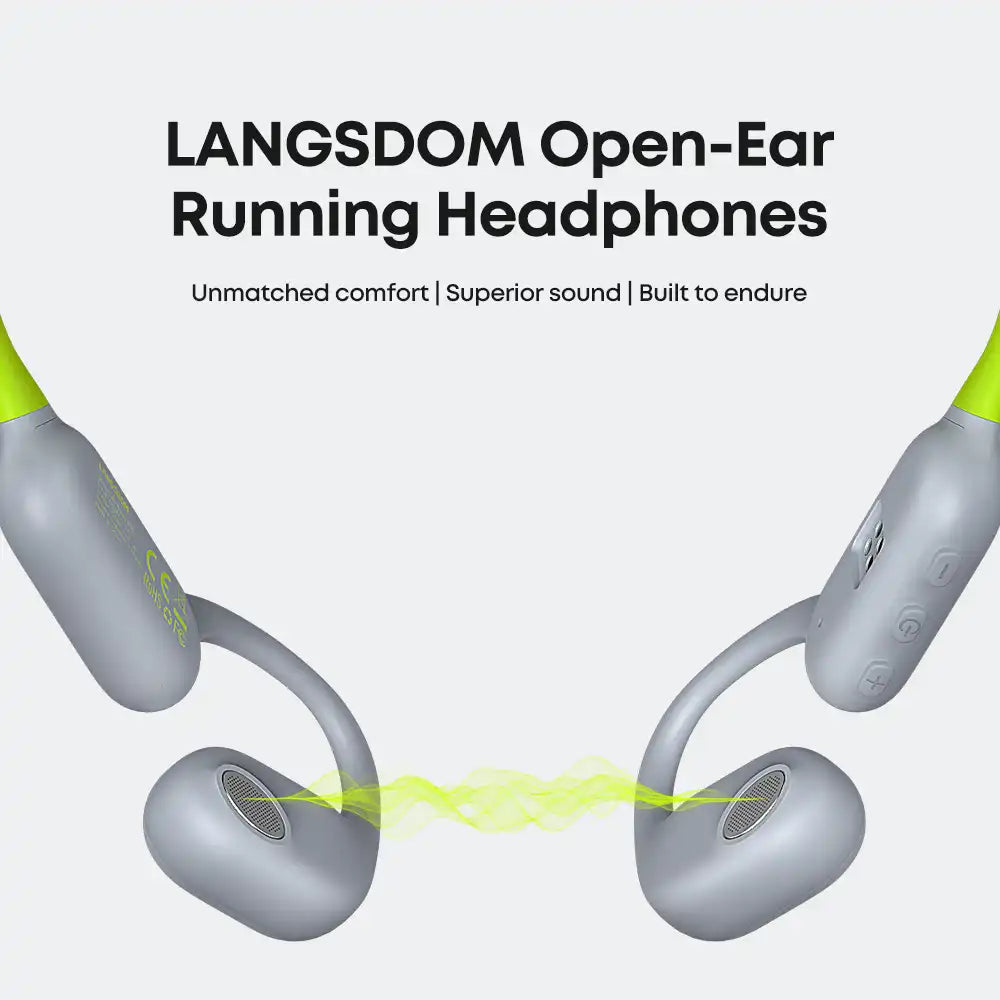 Langsdom Open-Ear Bone Conduction Headphones – Waterproof, Bluetooth 5.4, 32GB Storage, Touch Control - LG-BE19