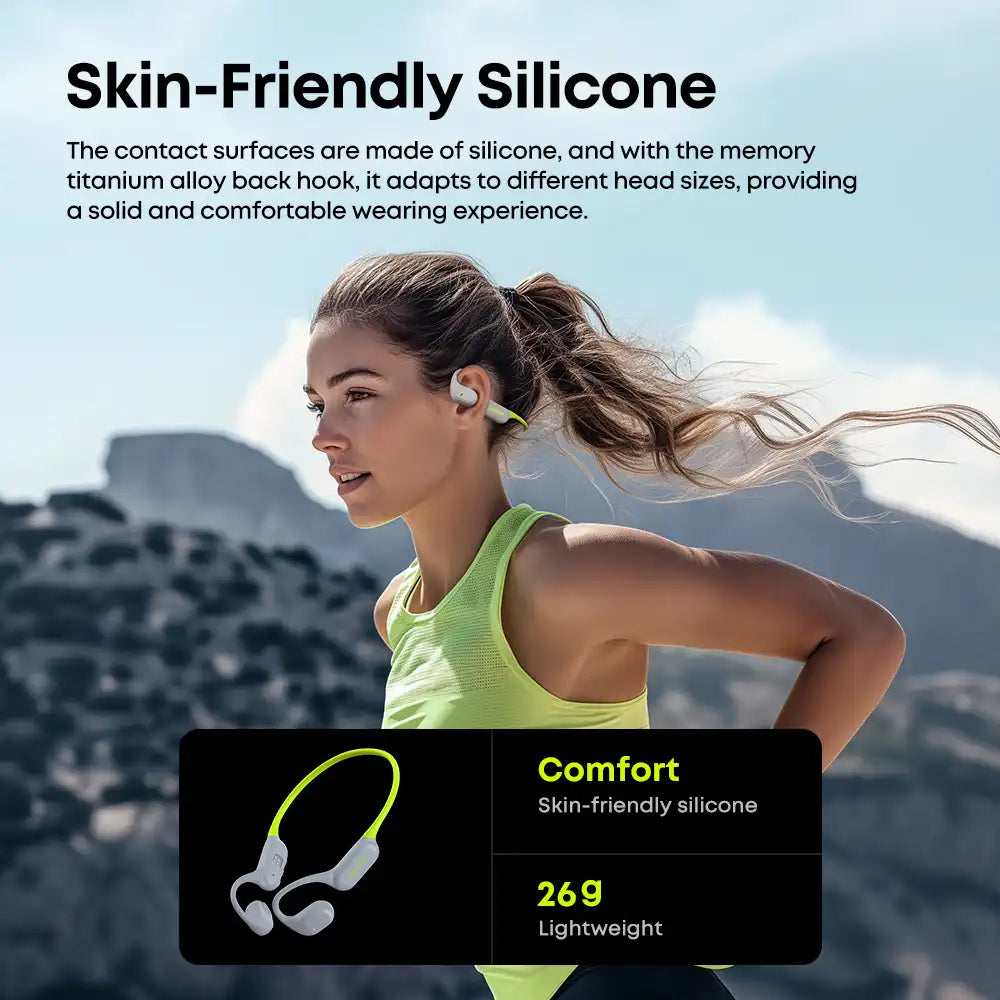 Langsdom Open-Ear Bone Conduction Headphones – Waterproof, Bluetooth 5.4, 32GB Storage, Touch Control - LG-BE19
