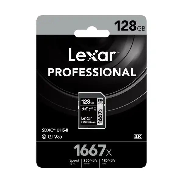 Lexar Professional 1667x 128GB SDXC UHS-II U3 C10 V60 Memory Card / LSD128GCB1667