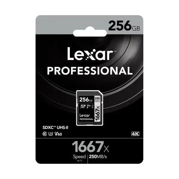 Lexar Professional 1667x 256GB SDXC UHS-II U3 C10 V60 Memory Card / LSD256CB1667