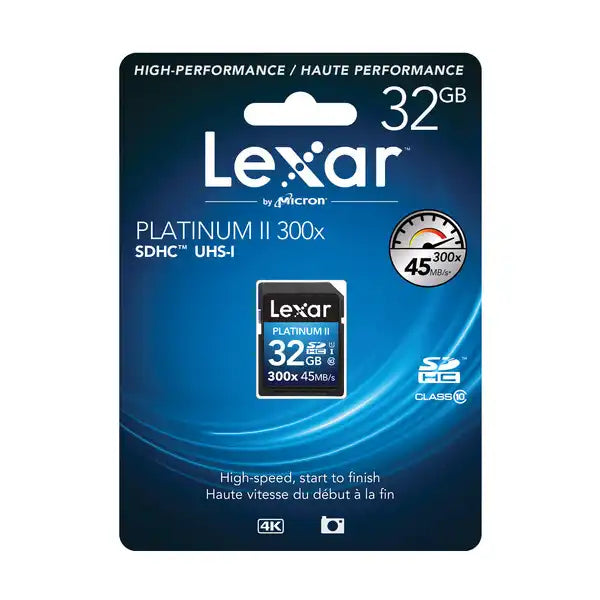 Lexar 32GB SDHC CL10 45MB/s Platinum II 300x Memory Card / LSD32GBBAS300