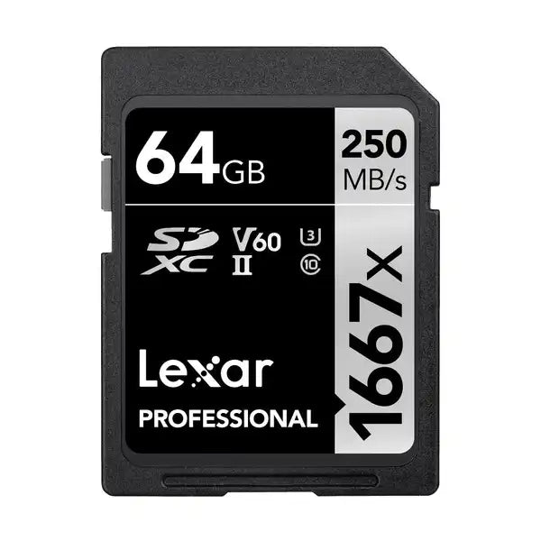 Lexar Professional 1667x 64GB SDXC  UHS-II U3 C10 V60 Memory Card /  LSD64GCB1667