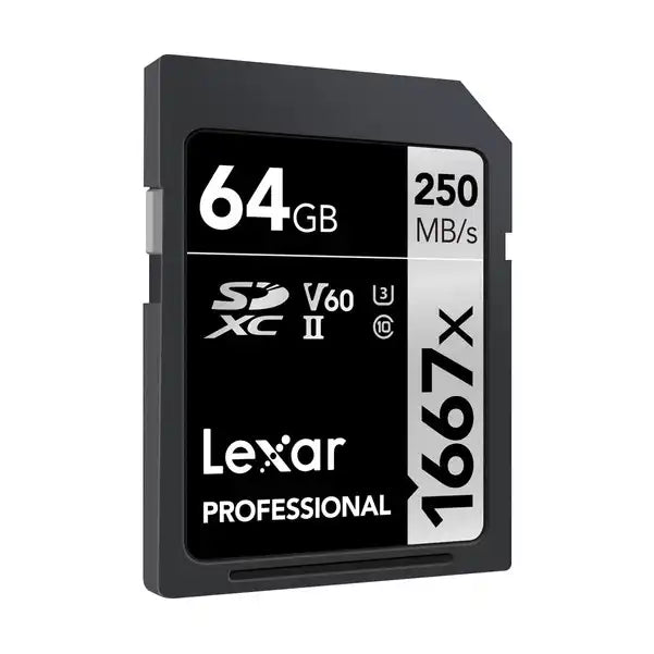 Lexar Professional 1667x 64GB SDXC  UHS-II U3 C10 V60 Memory Card /  LSD64GCB1667