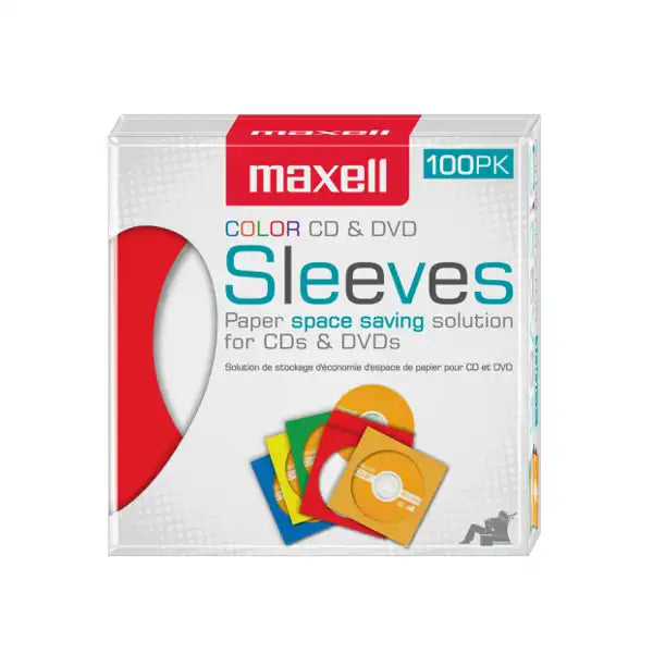 Maxell Multi-Color CD & DVD Sleeves - 100 Pack (CD-403) - 190132