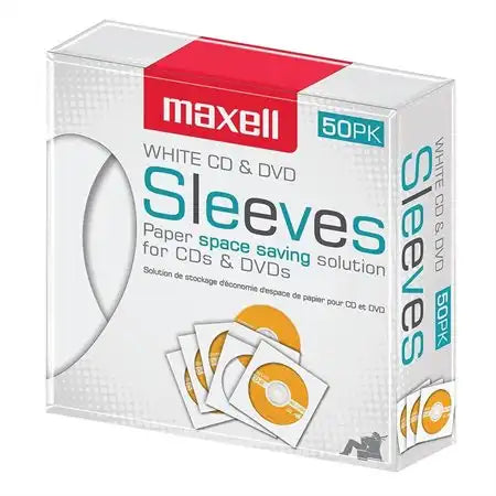 Maxell - CD400 CD/DVD Storage Sleeves 50-Pk White - 190135