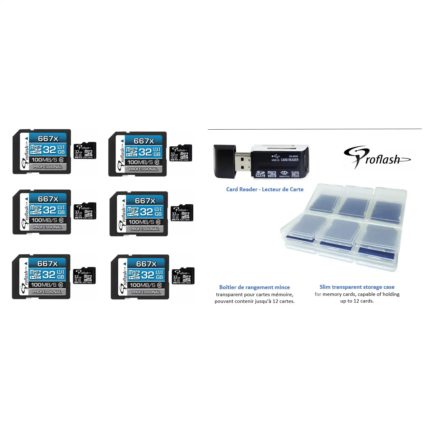 Proflash Memory Card Micro-SDHC 32GB Class 10 UHS-I With Adapter - Lot of 6