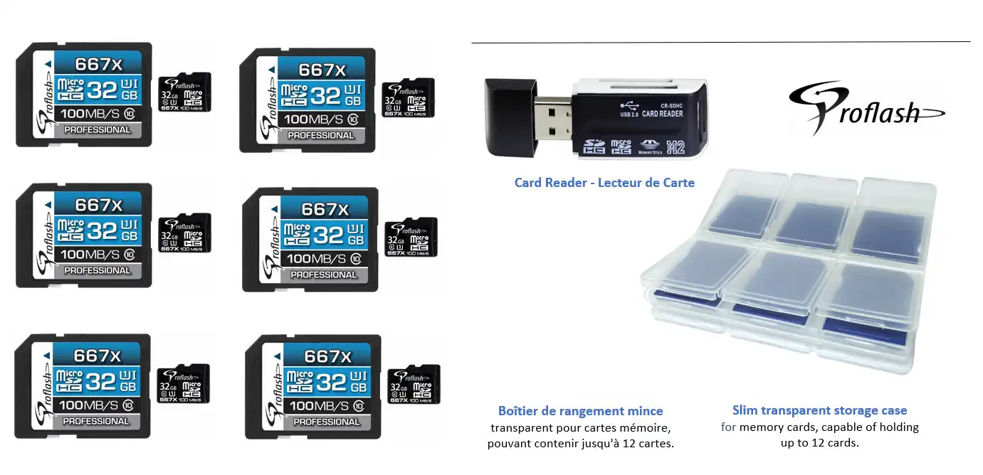 Proflash Memory Card Micro-SDHC 32GB Class 10 UHS-I With Adapter - Lot of 6