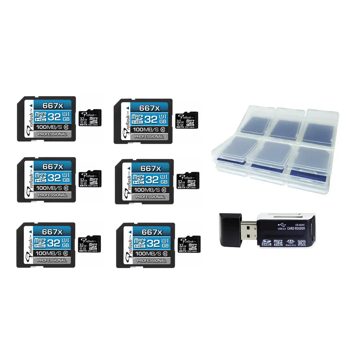 Proflash Memory Card Micro-SDHC 32GB Class 10 UHS-I With Adapter - Lot of 6