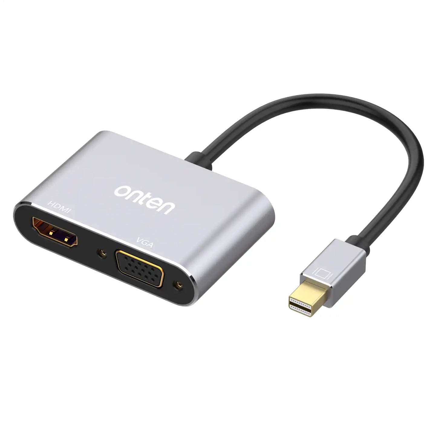 OT-5131B Onten Hub Adapter Mini DP 1.2 To HDMI, VGA, DVI Adapter 4K 60Hz – Silver