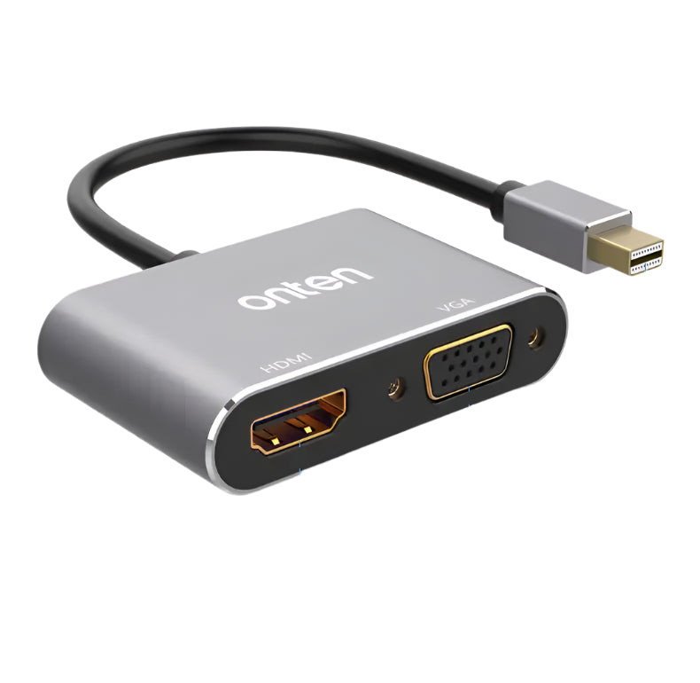 OT-5131B Onten Hub Adapter Mini DP 1.2 To HDMI, VGA, DVI Adapter 4K 60Hz – Silver