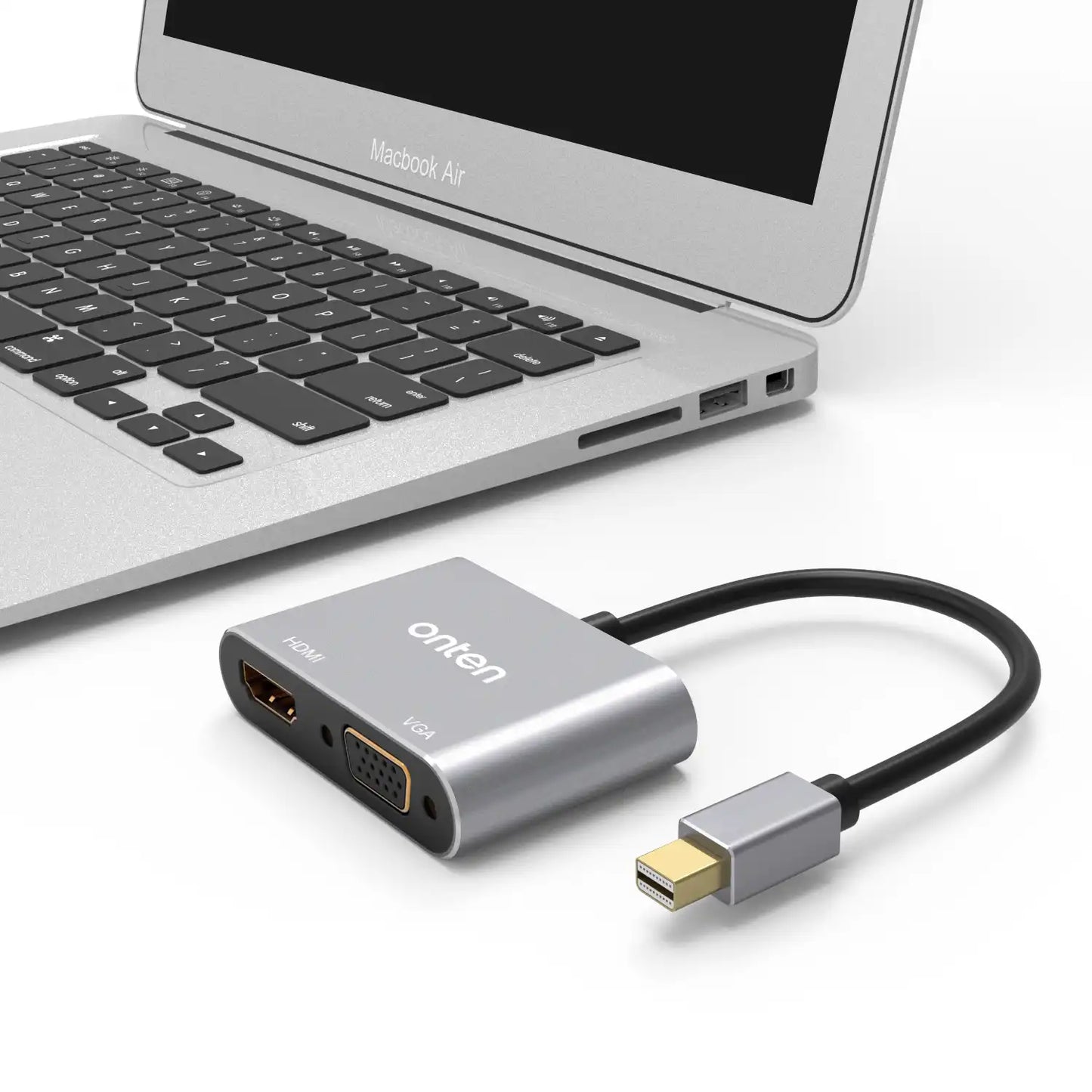 OT-5131B Onten Hub Adapter Mini DP 1.2 To HDMI, VGA, DVI Adapter 4K 60Hz – Silver