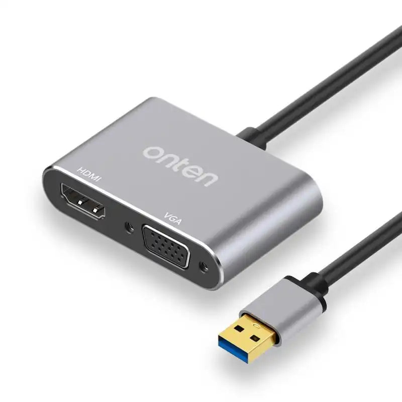 Onten Hub USB 3.0 to VGA and HDMI Adapter - OT-5201B