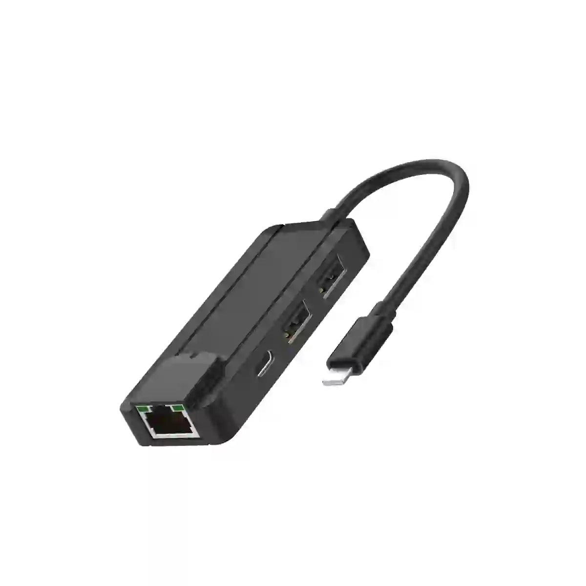 Onten USB Hub Lightning to RJ45 Ethernet LAN Adapter Wired Network 4 in 1 USB 3.0 Hub OTG Adapter for iPad iPhone Black Color - OT-75002