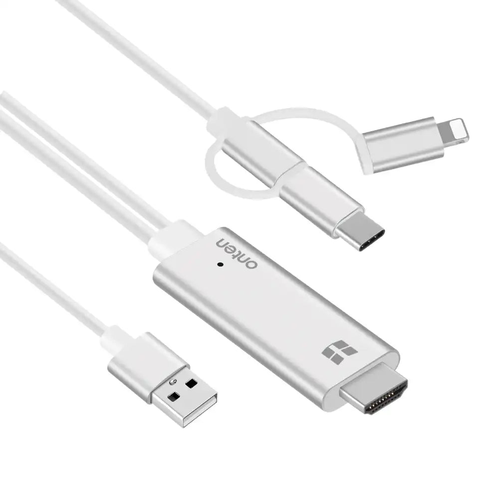 Onten 3-in-1 HDMI Cable (1.8M) – USB-C, Lightning, Micro USB - Model(OT-7537A)