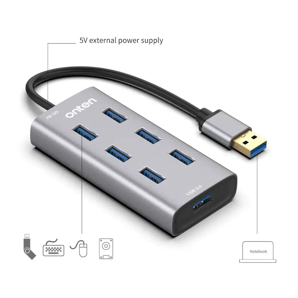 Onten Multifunction Dock Station 7 Port Hub USB 3.0 - OT-8108