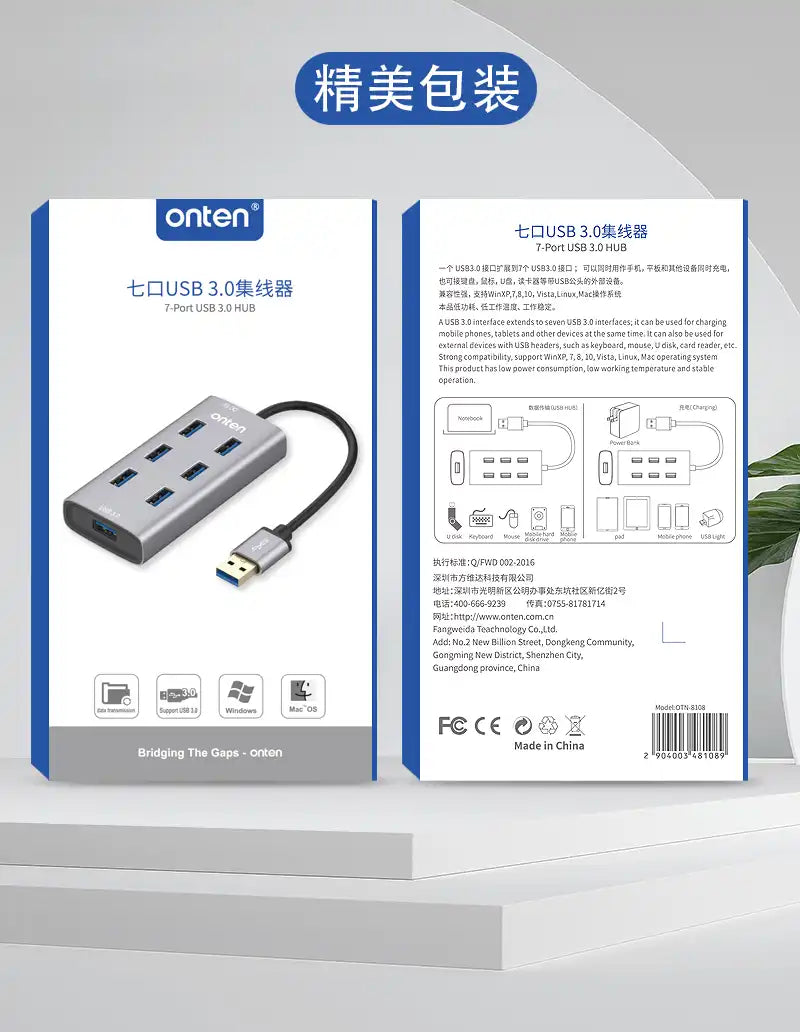 Onten Multifunction Dock Station 7 Port Hub USB 3.0 - OT-8108