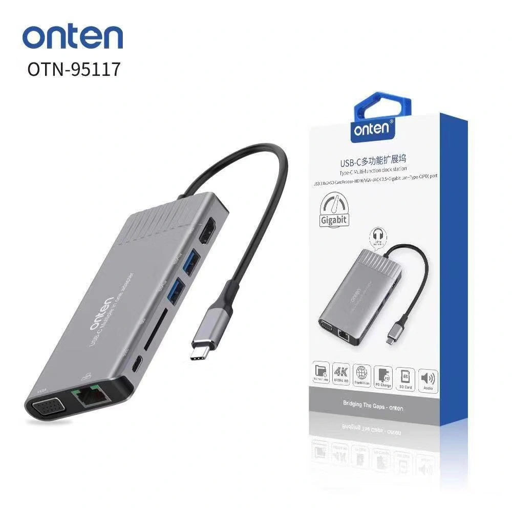 Onten Multifunction Hub Card Reader Dock Station USB-C To CF/SD/Micro-SD With 2 x USB3.0 Port
