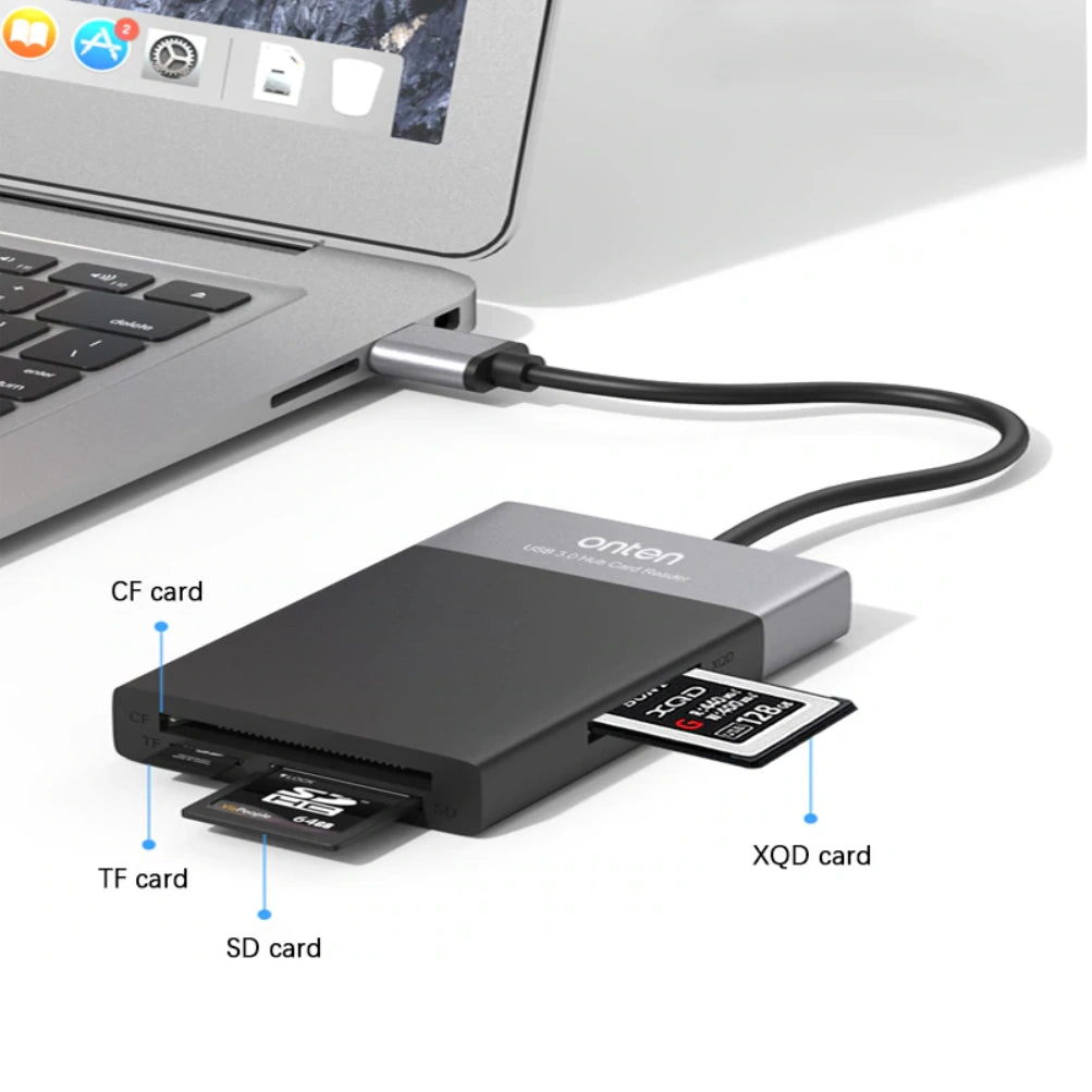 Onten 6 in 1 Multi Function Card Reader (2 USB 3.0, XQD, CF, SD, Micro-SD)