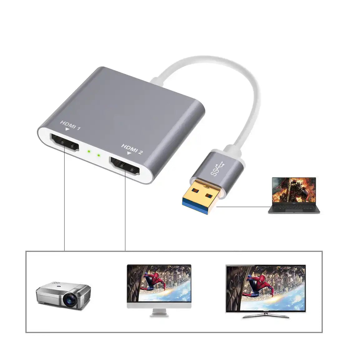 Onten OTN-59175 USB3.0 To Dual HDMI Adapter - OTN-59175