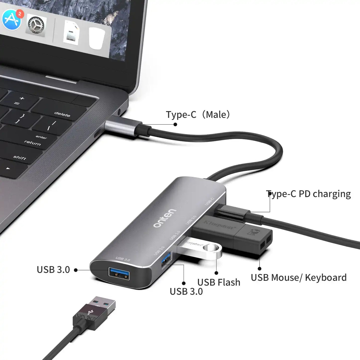 Onten 5 in 1 Type-C Multifunction Dock Station Hub - OT-95116S